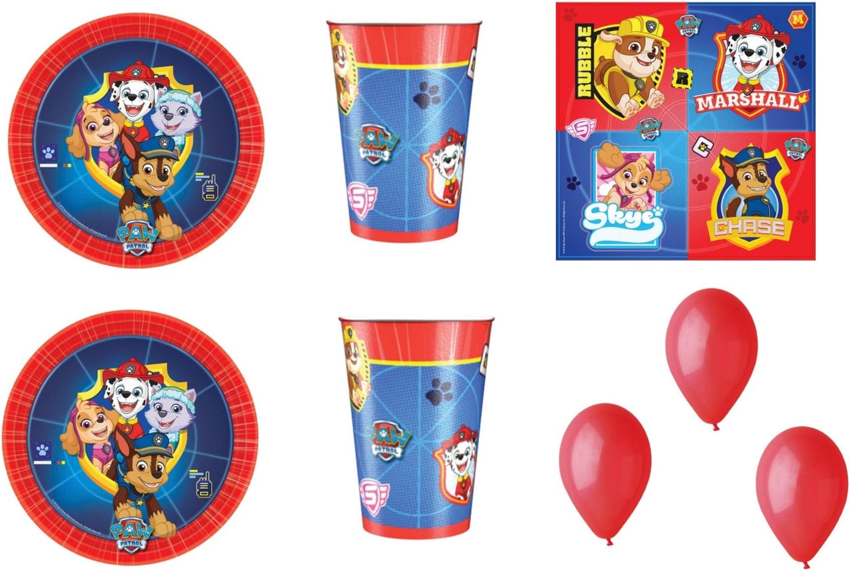 CDC – Party Kit N ° 13 and Party Paw PATROL- (40 Plates, 40 Cups, 40 Napkins, 100 Balloons)