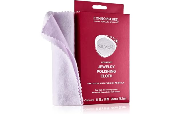 CONNOISSEURS Ultrasoft Gold or Silver Jewelry Polishing Cloth, Clean and Polish Jewelry While Removing Tarnish for a High Shi