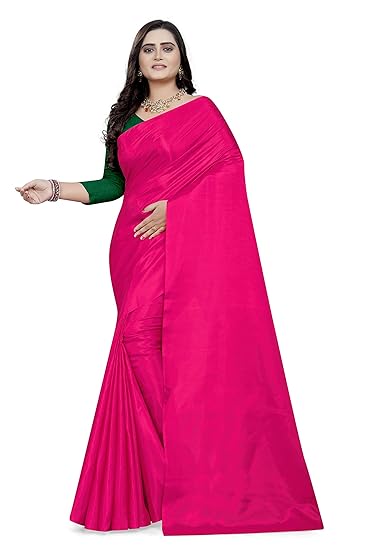Silk Pink1 Saree with Green Blouse Piece