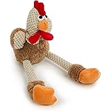 goDog Checkers Skinny Rooster With Chew Guard Technology Tough Plush Dog Toy, Brown, Small (70881)