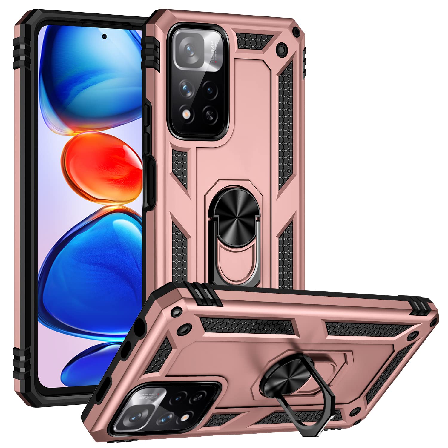 BestST Case for Xiaomi Redmi Note 11 Pro/11 Pro Plus Case, + Screen Protector, Rugged Armor Ultimate Anti Shock Dual Layer Full Body Protective Shockproof Bumper Cover,RoseGold — image 1