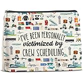 UPNEGE Flight Attendant Gifts Makeup Bag for Women Funny Victimized by Crew Scheduling Cosmetic Pouch Aviation Gifts for Flight Attendants Pilots