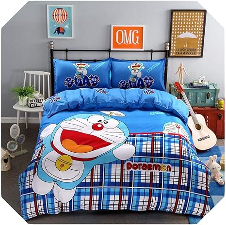 Amazon 漫画ドラえもんミッキー大きな白いシート布団カバー4枚セットダブルキルトベッドシートシングル学生3枚セット ドラえもん2 カスタム1 8 ベッドシート 寝具カバーセット オンライン通販