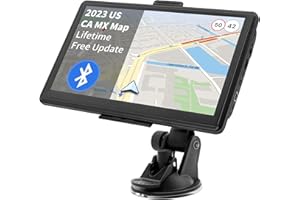 Liontru 2023 Bluetooth GPS Navigation for Car, 7 inch Truck GPS Navigator with America Canada Mexico Map, Lifetime Map Free Update, Hands-Free Calling, Speed Camera Alert, Traffic Light Warning