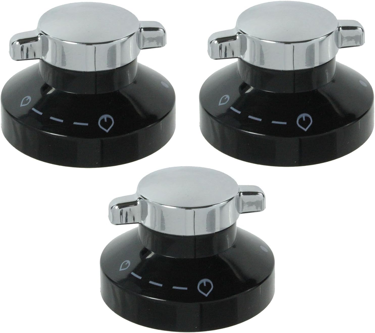 New World Genuine Gas Oven Knob/Cooker Switch (Black, Silver/Chrome