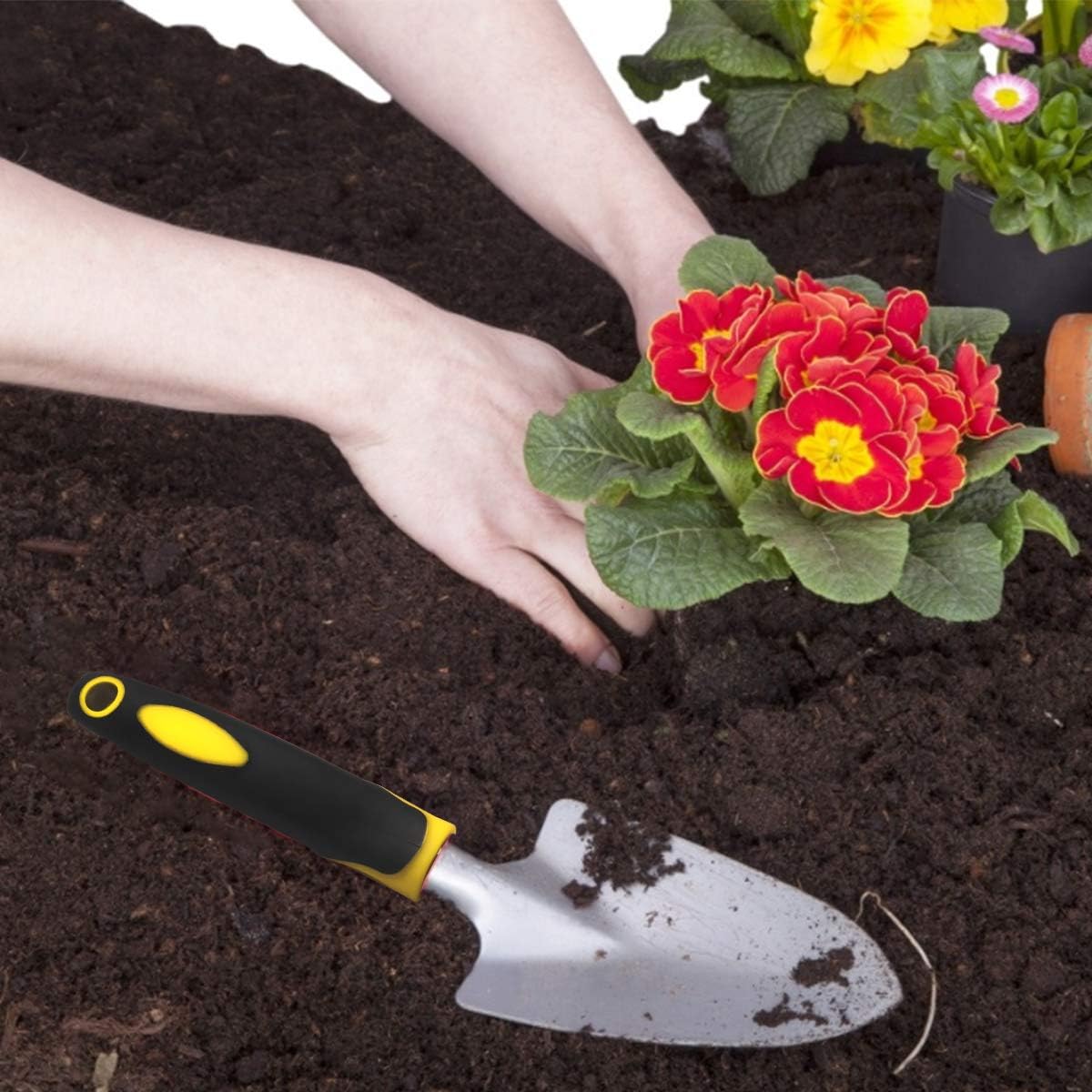 Enegitech Gardening Tools Set, 7 Piece Garden Hand Tools Heavy Duty Gardening Kit Includes Weeder Hand Trowel Spade Rake Garden Fork Pruning Shear for Kids Women Man Garden Gift Set : Garden & Outdoor