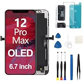 FOOBONG for iPhone 12 Pro Max OLED Screen Replacement [NOT LCD] 6.7 inch | 3D Touch Display Full HD Digitizer Frame Retain Face ID Full Assembly A2411 A2342 A2410 A2412 with Repair Tools Kit