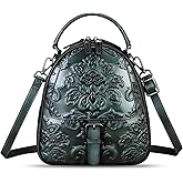 Genuine Leather Satchel for Women Purse Embossed Crossbody Handbag Top Handle Bags Handmade Convertible Backpack Knapsack | Embossed, Top Handle, Bags, Handmade, Convertible