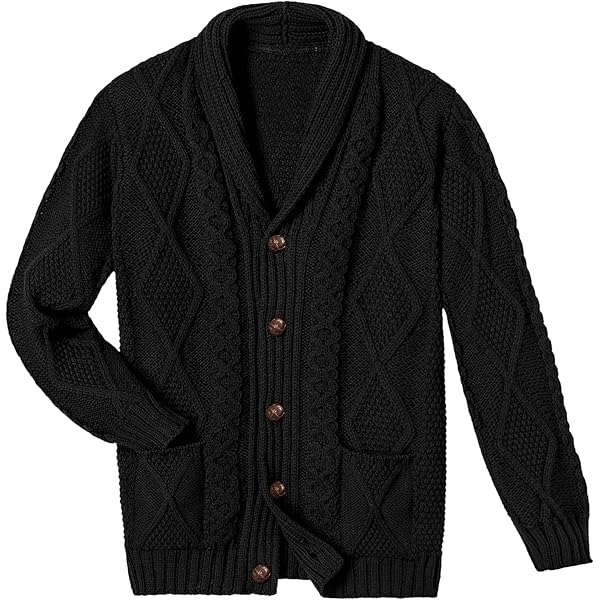 QUNPIU Men's Button Down Long Sleeve Open Front Sweater