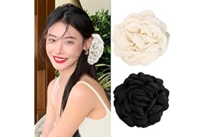 JANFUN Rose Flower Claws Clips for Women 2Pack Large Hawaiian Rose Hair Clips Floral Hair Clips for Women Girls Thin Hair Blooming Rose Claws Clips Non Slip Strong Hold for Thick Hair 2 Colors