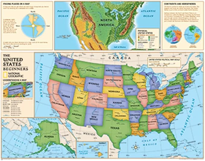 amazoncom beginners united states map sold as 1 each wall maps