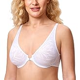 AISILIN Women's Front Closure Bras Plus Size Unlined Soft Lace Plunge Underwire