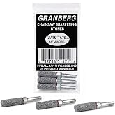 Granberg G418-3 3/16 Inch Coarse Grinding Stones for Chain Sharpeners, 3-Pc | Coarse Abrasive Stones with Alloy Steel Mandrels, Fits 1/8 Inch Mandrels, for Chainsaw Cutters, Sharpeners and Hedge Trimmers