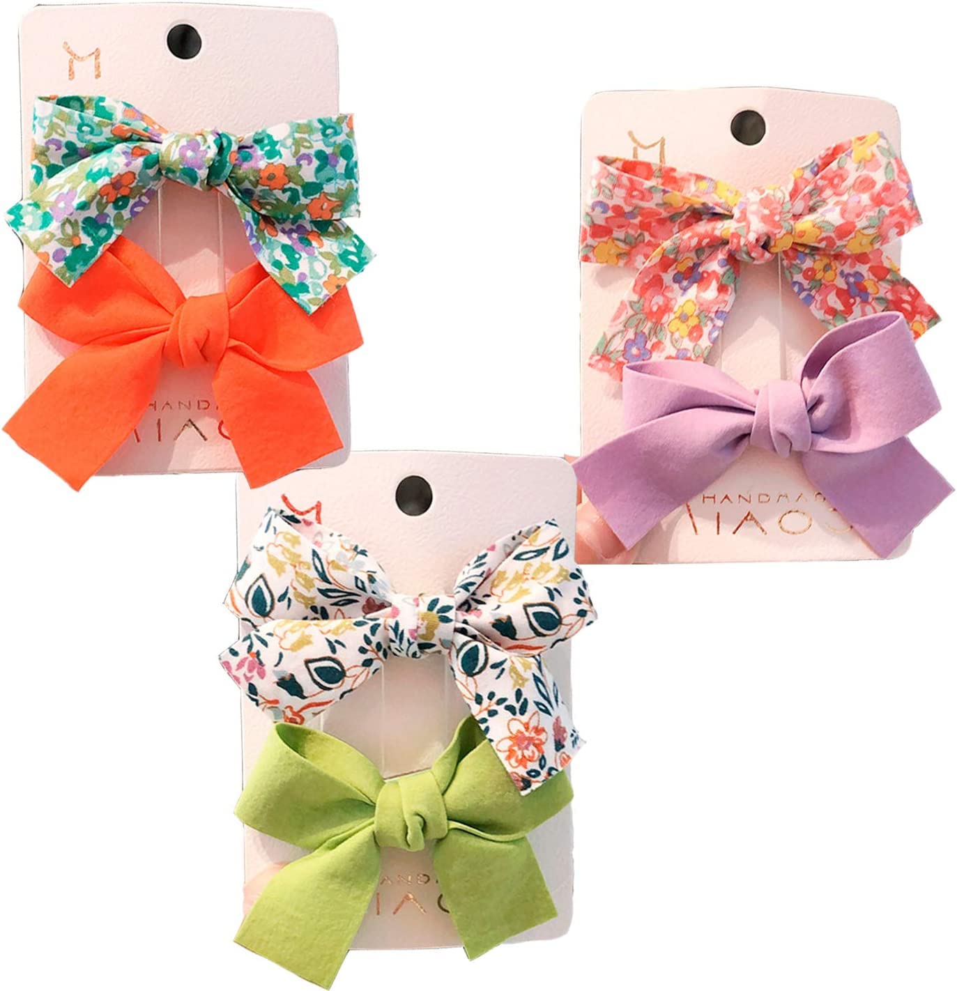 6 Pack Hair Bows Hairpins Girls,rainbow hair bow with Alligator Clips,Bowknot Hair clips Boutique Hairpieces Barrettes for kids,rainbow hair accessories for girls school, Lolita Party,Toddler bows.