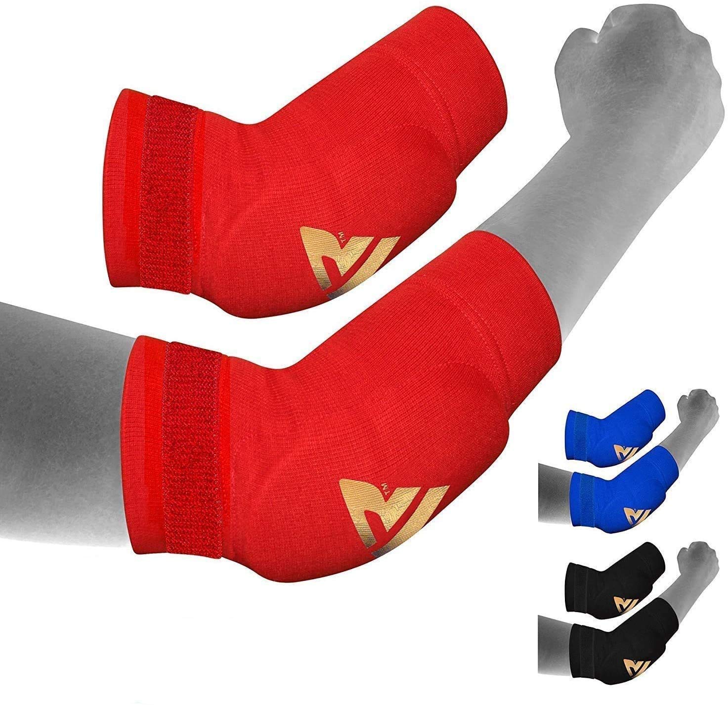RDX MMA Elbow Support Brace Sleeve Pads Guard Bandage Elasticated Shield Protector,Black,Large, Large, Black: Industrial & Scientific