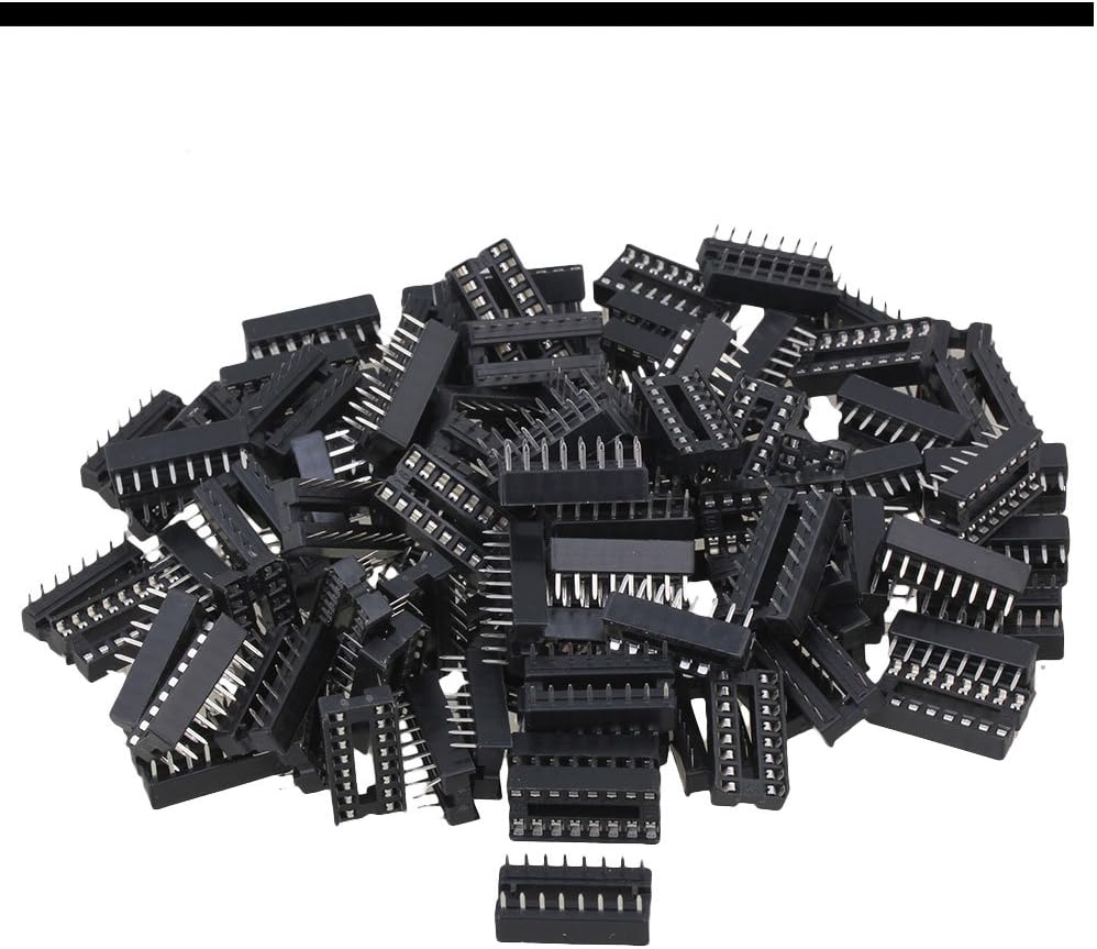 Black DIP 16-Pins IC Sockets Adaptor Solder Type for Integrated Circuit Pack 100