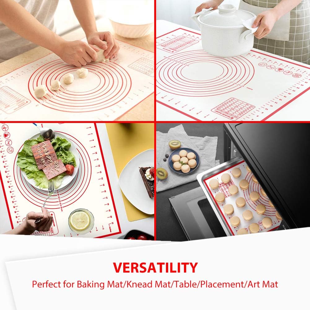 Non Slip Silicone Pastry Mat, Large Nonstick Baking Mat for Rolling