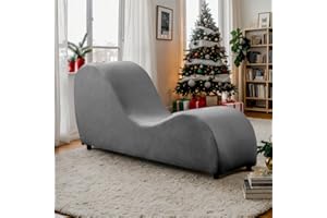 MUZZ Yoga Chaise Chair, Velvet Yoga Chaise for Adult Exercising, Relaxing, Adult Stretching, Modern Curved Yoga Chair for Bedroom, Living Room（Dark Grey）
