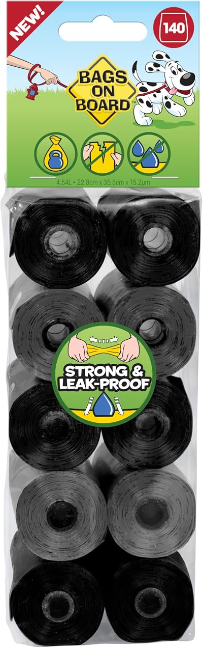 Bags On Board Dog Poo Bags 140 Count Strong Leak-Proof Bags