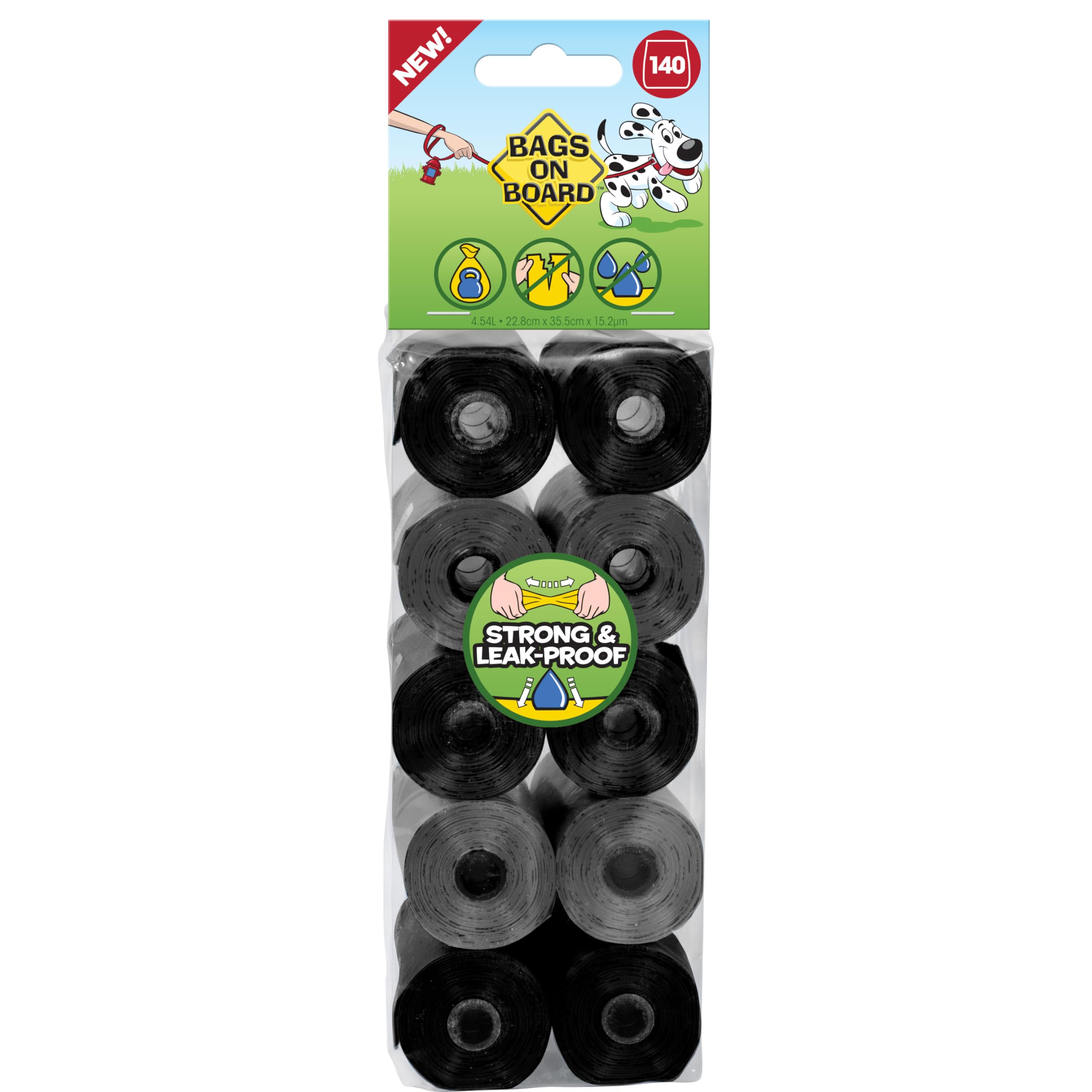 Bags On Board Dog Poo Bags | Strong, Leak Proof Dog Waste Bags | 140 Neutral Bags