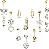 LEE&RO Gold Navel Ring - Hoop Belly Piercing Jewelry - Surgical Steel 14G