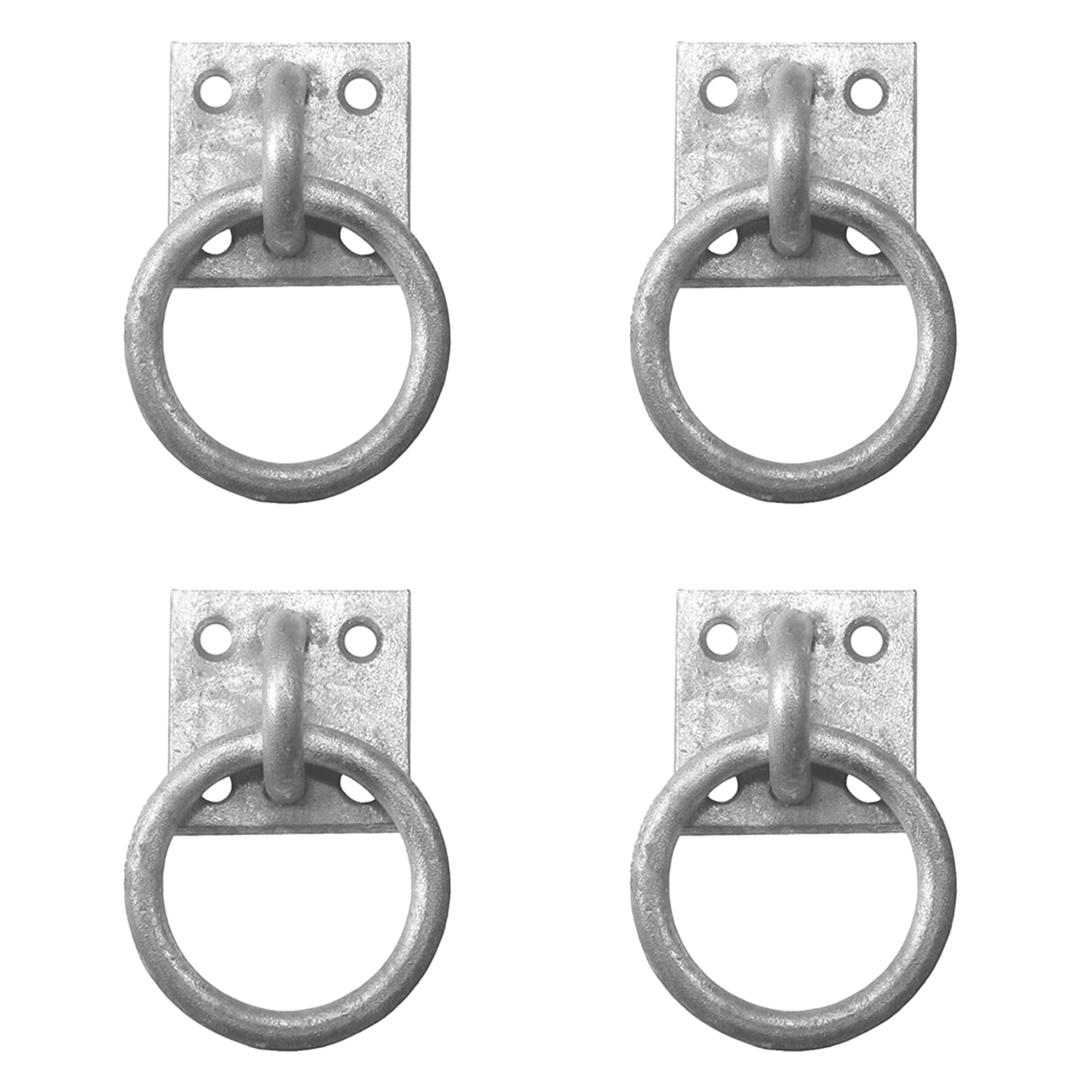 Heavy Duty galvanised Ring on Plate, Tie Ring on Plate 30mm x 35mm Pack of 4 (Galvanised) Dog Animal Tether Horse HAY NET TACK TIE UP Stable Ring Hook