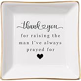 Spegiffu Mother in Law Gifts Jewelry Trinket Dish, Mother of the Groom Gift from Bride - Thank You for Raising the Man I've Always Prayed for - Christmas Mothers Day Birthday Wedding Gifts