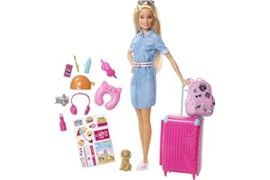 Barbie Dreamhouse Adventures Doll & Accessories, Travel Set with Blonde Fashion Doll, Puppy & 10+ Pieces, Suitcase Opens & Closes