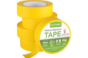 G GEYYANG Yellow Painters Tape, Automotive Masking Tape - Yellow Masking Tape for Walls Painting, DIY Crafting, Labeling, Art, Car - 1.41 Inch x 55 Yards x 5 Rolls