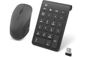 22 Keys Wireless Number Pad and Mouse, 2.4GHz Numeric Keypad with Mouse 3 Adjustable DPI, Financial Keypad and Mouse Combo fo