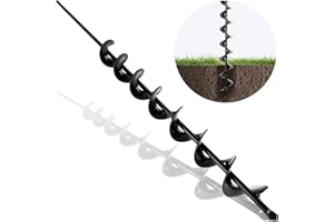 Gray Bunny Auger Drill Bit for Planting - 1.75" Wide Helix x 24" Long Extended Length Bulb Planter Tool for Flowers Planting Auger Post Hole Digger, 8 mm Diameter Non-Slip Hex Shank - Rustproof