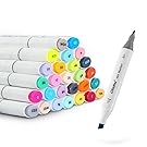 Ohuhu 40 Colors Dual Tips Permanent Marker Pens Art Markers for Kids, Highlighter Pen with Carrying Case for Drawing Sketching Adult Coloring Highlighting and Underlining
