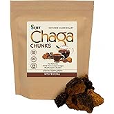 Sayan Pure Raw Chaga Mushroom Chunks with Black Top Crust 8 Oz / 223 g – Premium Wild-Harvested Antioxidant Tea for Immune Support, Focus and Digestive Health - Non-GMO