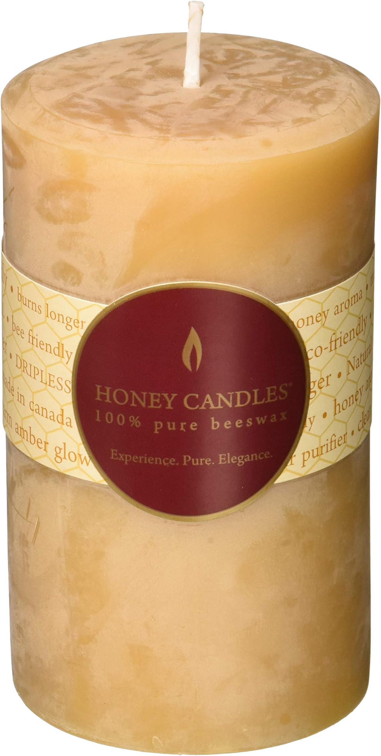 Honey Candles C0007C Pure Beeswax Pillar 5" Natural-Set of 4