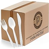 Plasticpro Cutlery Plastic Combo Sets Medium Weight Disposable Silverware White (1000 Count)