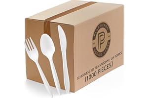 Plasticpro Cutlery Plastic Combo Sets Medium Weight Disposable Silverware White (1000 Count)