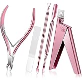 5 in 1 Acrylic Nail Clippers Kit, Stainless Steel Nail Clippers Cutters for Acrylic Nails Tips, Professional False Nail Tips 