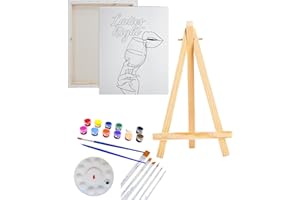 Essenburg Pre Drawn Canvas LADIES NIGHT Paint Kit | Adult & Teen Sip and Paint Party Favor | DIY Date Night Couple Activity (S 8X10 PAINT, EASLE, 10 PAINT BRUSHES)