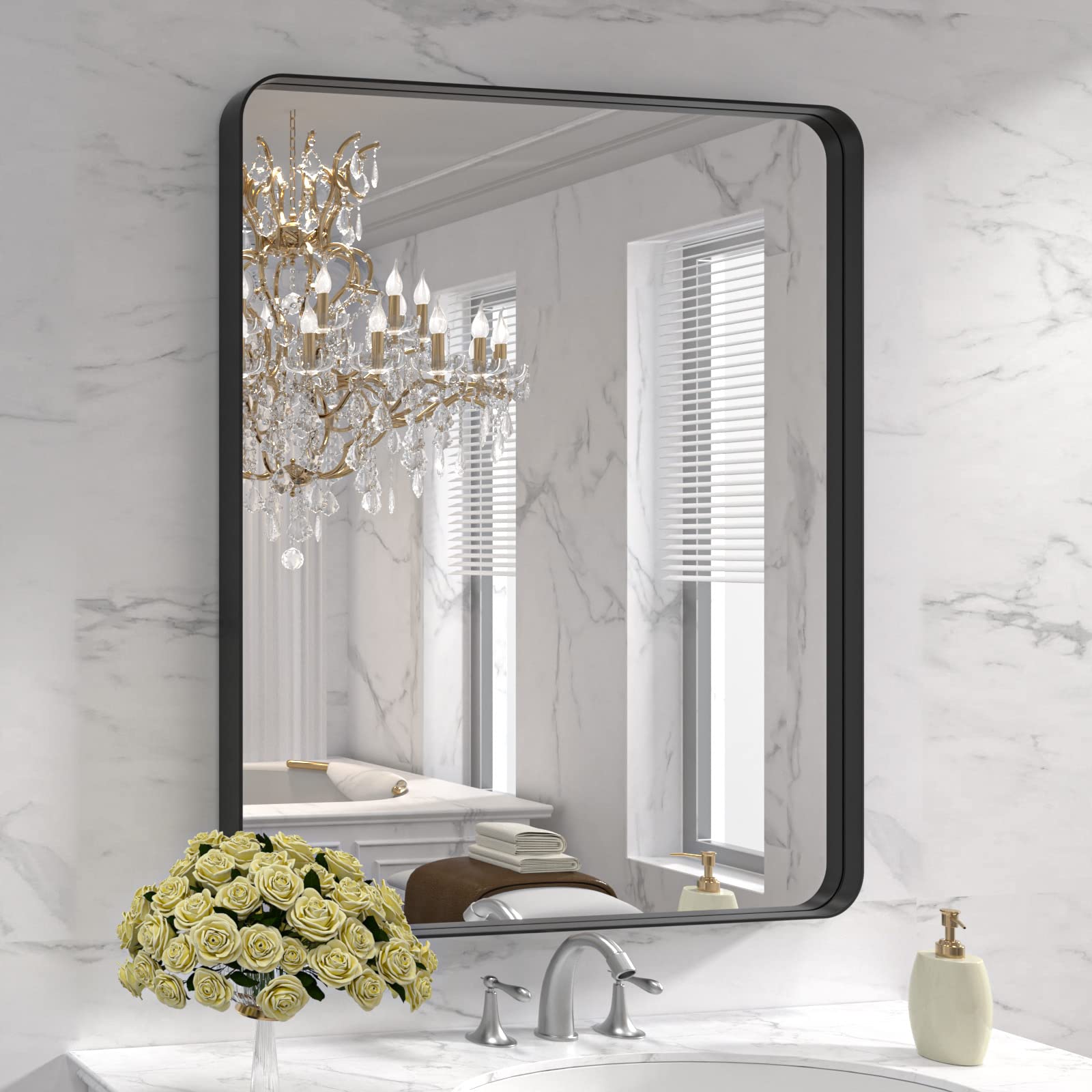 Photo 1 of ** NEW**LOAAO 30X36 Inch Black Metal Framed Bathroom Mirror for Wall, Matte Black Bathroom Vanity Mirror Farmhouse, Anti-Rust, Tempered Glass, Hangs Horizontally or Vertically