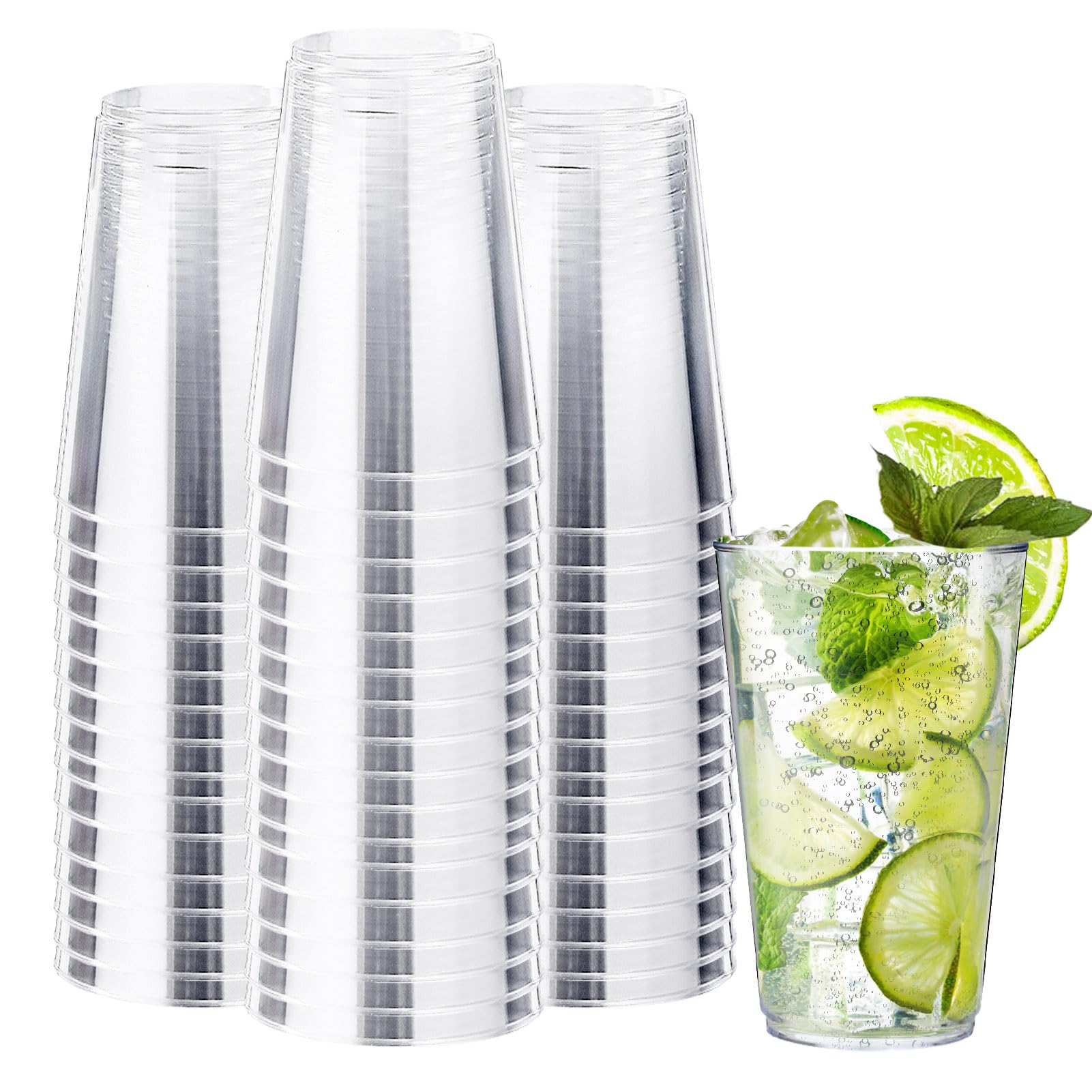 Photo 1 of Clawsoff 100 Count 12 oz Clear Plastic Cups, Plastic Drinking Cup for Party, Heavy-duty Party Glasses, Disposable Clear Cups for Water, Juice, Soda, Ice Coffee