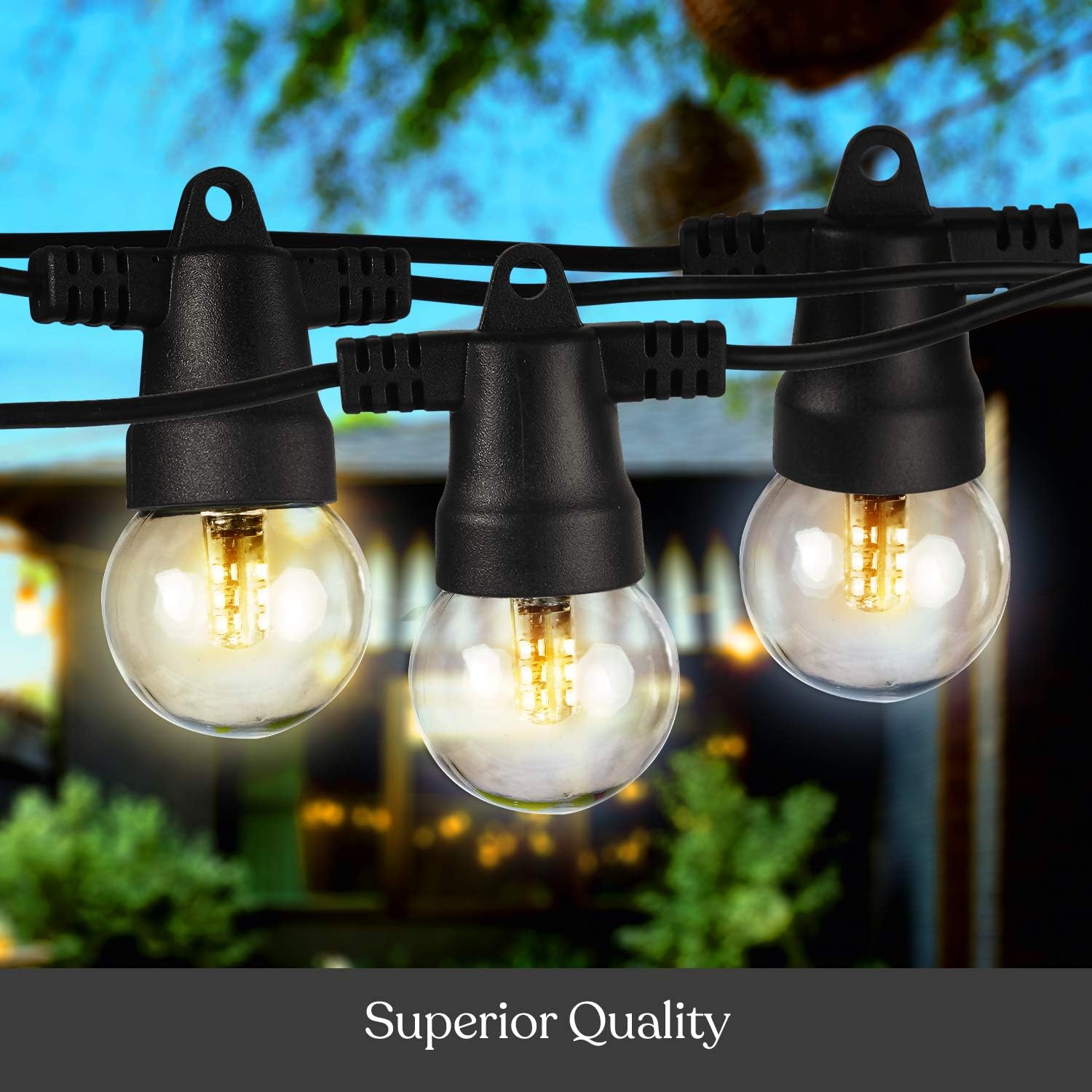 Brightech Ambience Pro - Waterproof Solar LED Outdoor String Lights – 1W Retro Edison Globe Bulbs - 27 Ft Bistro Lights Create Cafe Ambience in Your Yard, Pergola - Warm White: Home Improvement