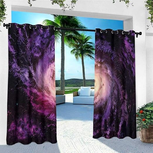 Amazon Com Galaxy Outdoor Curtain Panel Design Purple Nebula