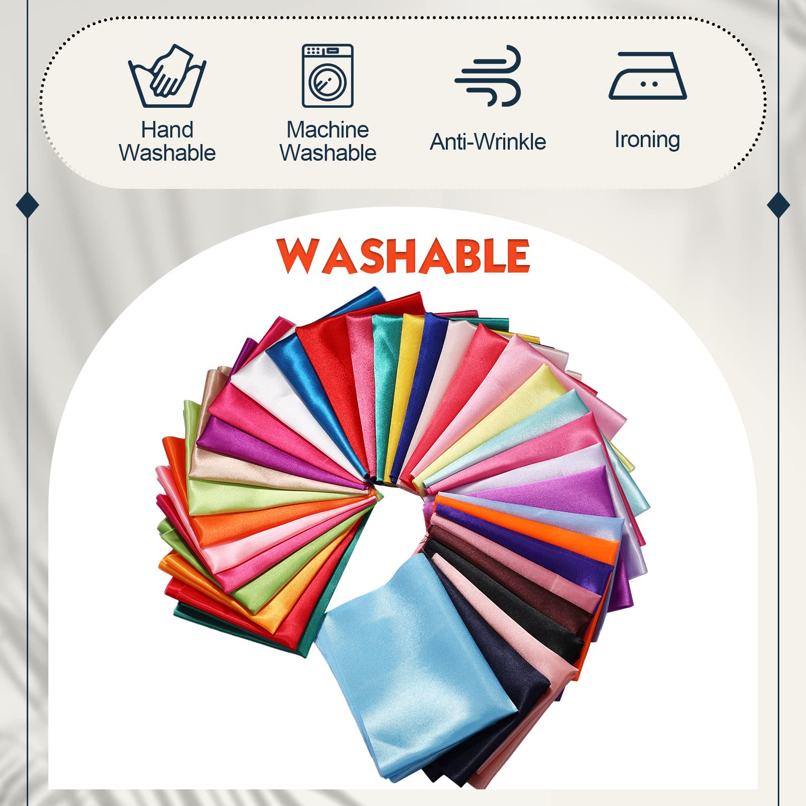 35 Pcs Satin Fat Quarter 35 Solid Color Silky Satin Patchwork Fabric for Bundle Lining Polyester Quilting Wedding Bridal Dress Table Decorations Costume Sewing Apparel Crafts (10 x 8 Inch)