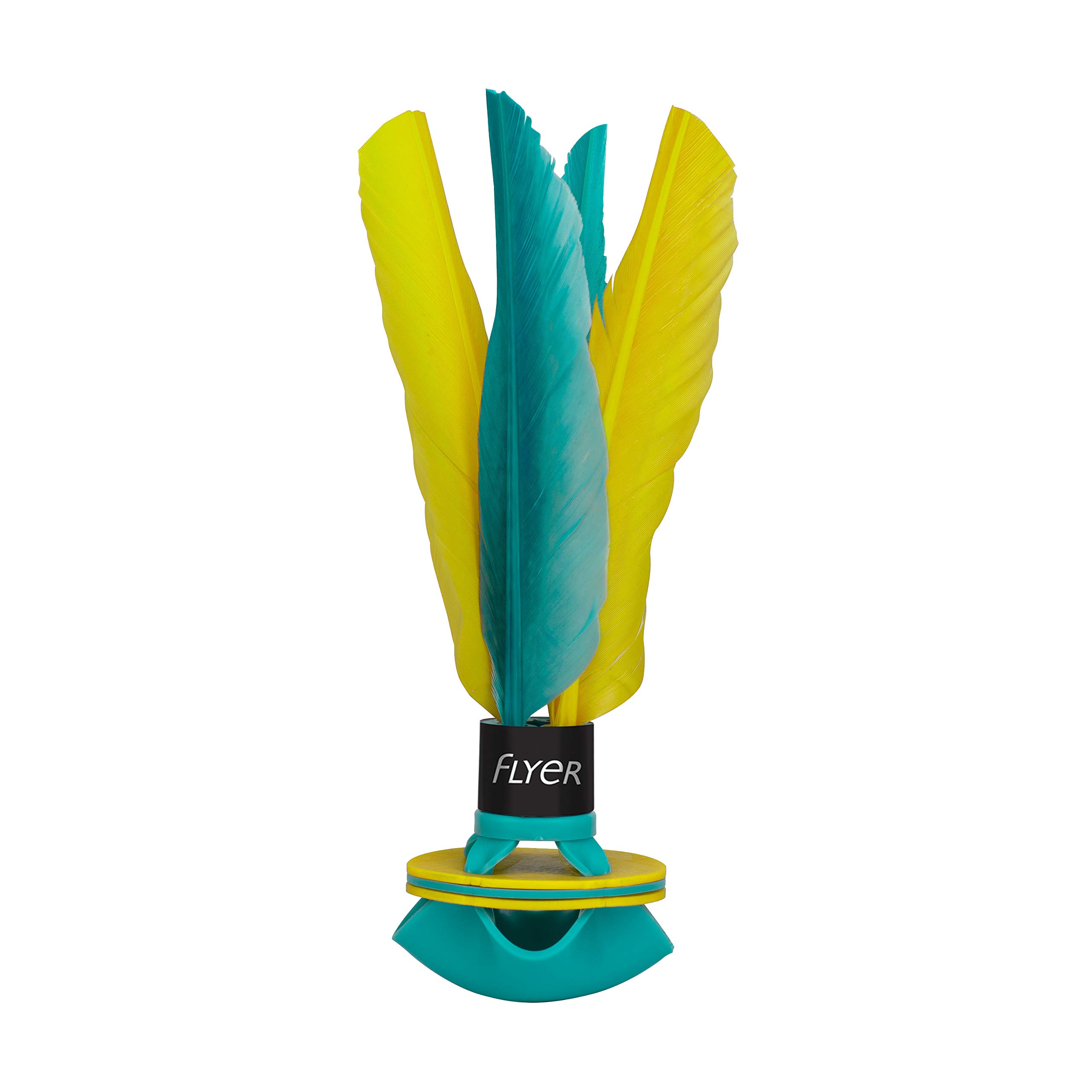 Waboba Flyer - Soft Rubber Shuttlecock, Badminton Thrower for Indoors & Outdoors, Training Aid for Solo Practice, Garden Games for Kids & Adults, Family Games for All Ages - Mint/Yellow (22cm Tall)