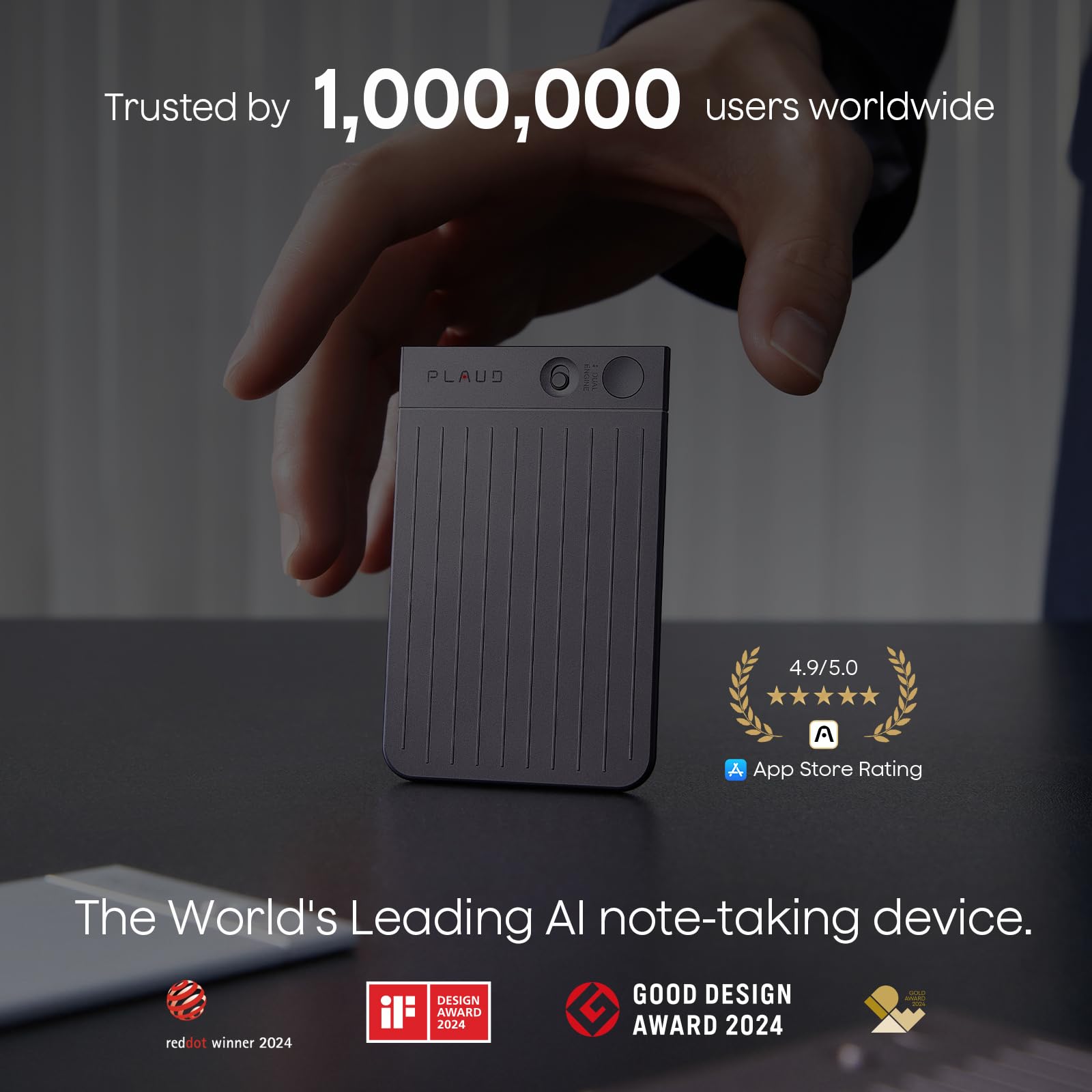 Plaud Note AI Voice Recorder, Voice Recorder w/Case, App Control, Transcribe & Summarize with AI Technology, Support 112 Languages, 64GB Memory, Audio Recorder for Lectures, Meetings, Calls, Black