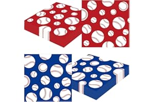 48Pcs Red and Blue Baseball Paper Napkins, Birthday Party Decorations Luncheon Napkins Cocktail Napkins Disposable Colourful 