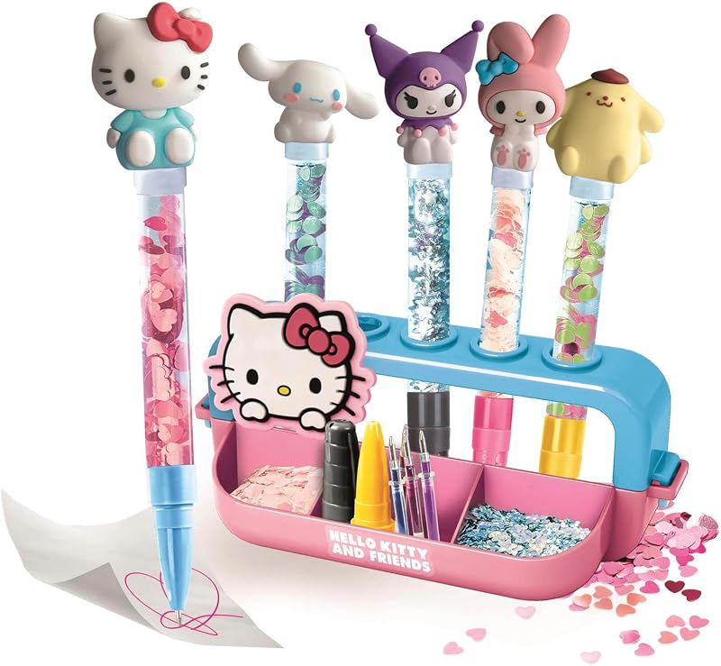Idea - Laboratorio delle Penne Hello Kitty, Kit Creativo per Bambini 6+ Anni, con 25+ Accessori e 5 Penne Personalizzabili con Personaggi, Lingua Italiana, 18276