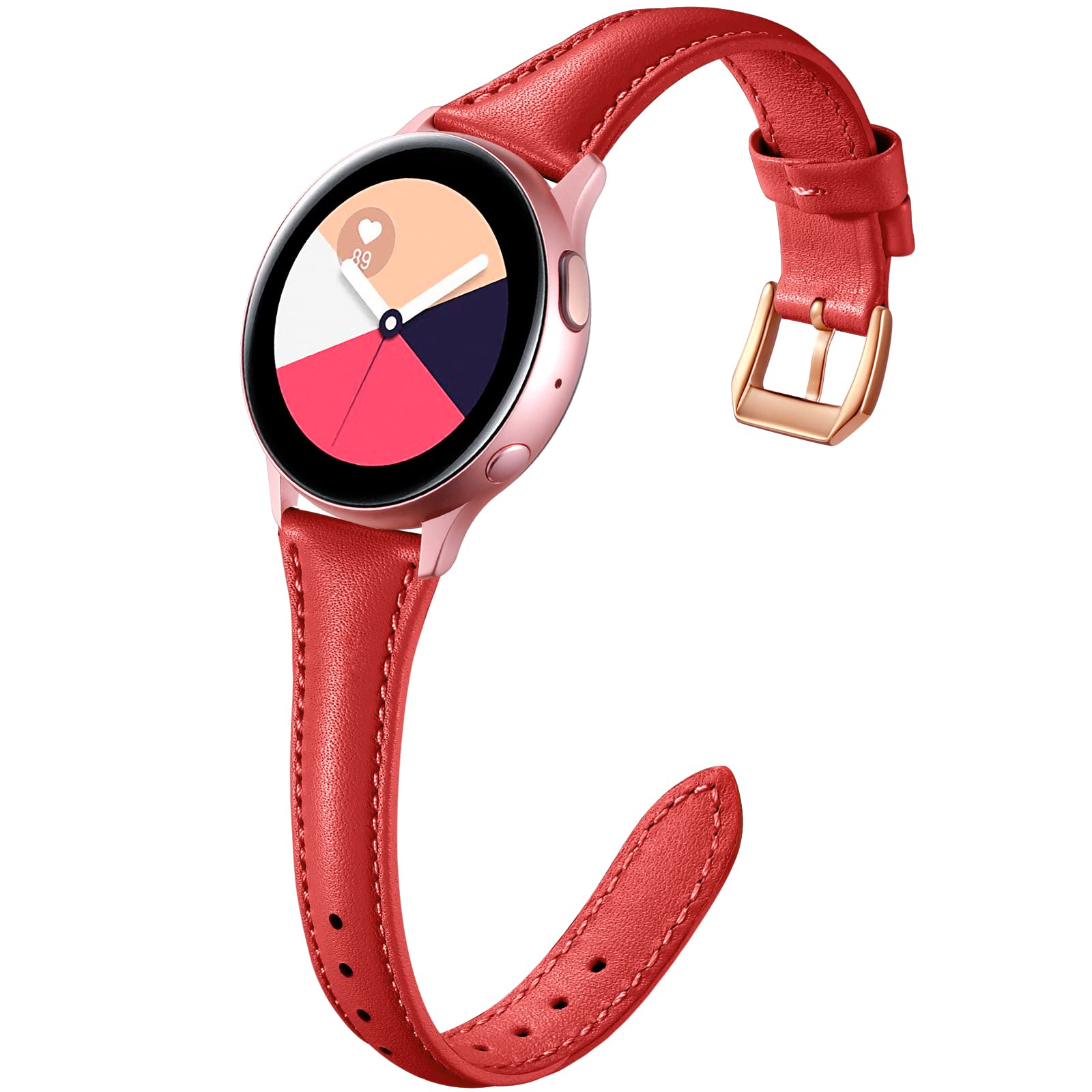 GEAK Slim Leather Bands Compatible with Galaxy Watch 7 Band/Samsung Watch 5 Pro 45mm/Watch 6 5 4 44mm 40mm/Galaxy Watch 4 Classic 46mm 42mm/Watch 3 41mm, 20mm Watch Band for Women