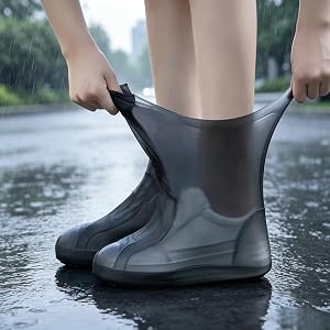 Reusable Waterproof Shoe Covers,Elastic Silicone Rain Boot Protector,Slip-Resistant Foldable Foot Wrap for Outdoor Commuting(