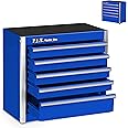 P.I.T. Mini Blue Tool Box, Portable 5-Drawer Micro Roll Cab Steel Stackable Tool Box with Liner, Blue Small Tool Case for Tools Storage and Organizers, Home DIY